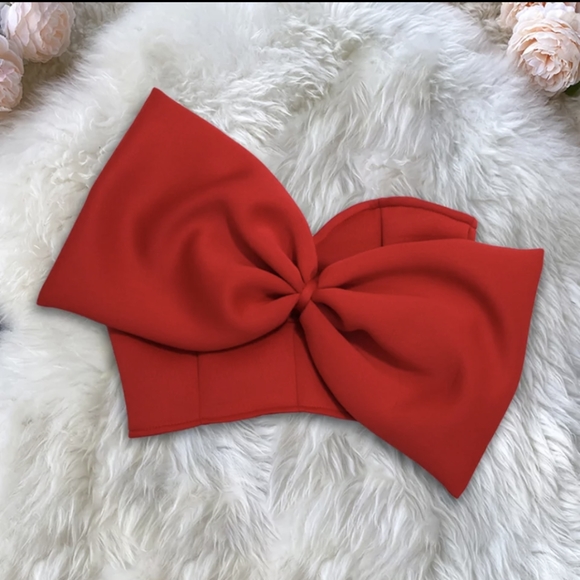 NWT Luxury Feminine Red Bow Summer Crop Top S: Small - Picture 4 of 9